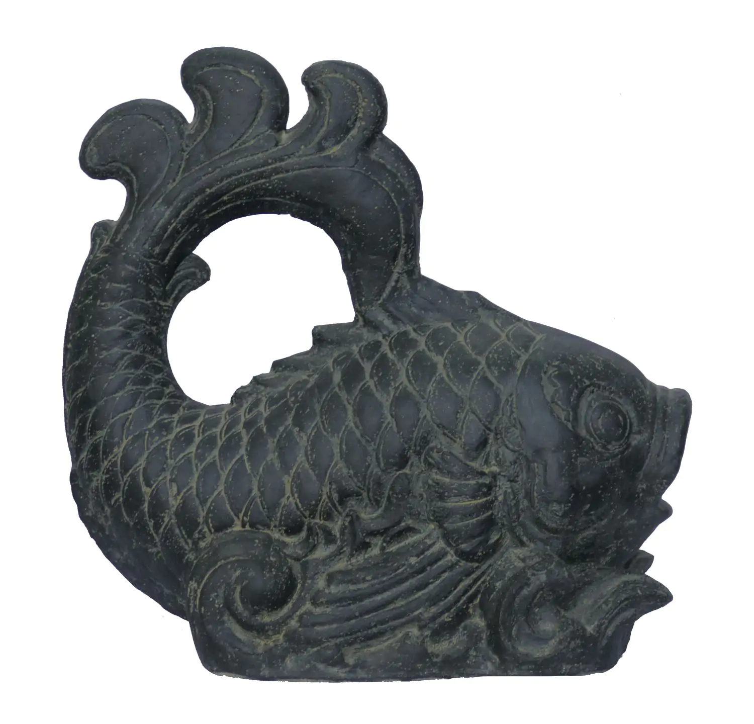  Product image 2 of the product “Balinese fish as watergame, 70cm Length | Cast stone, handcrafted & coloured ”